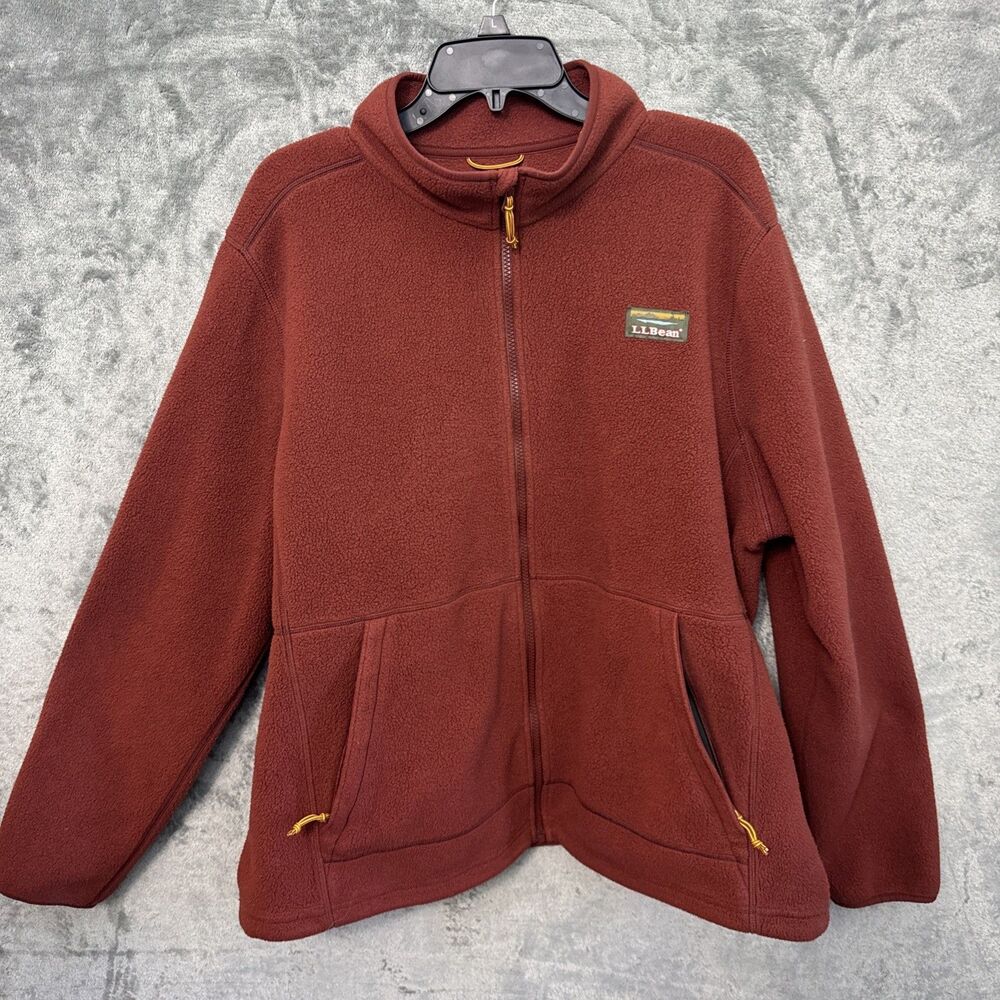 Y2K L.L. Bean Brown Full Zip Fleece Jacket Mens Size 2XL